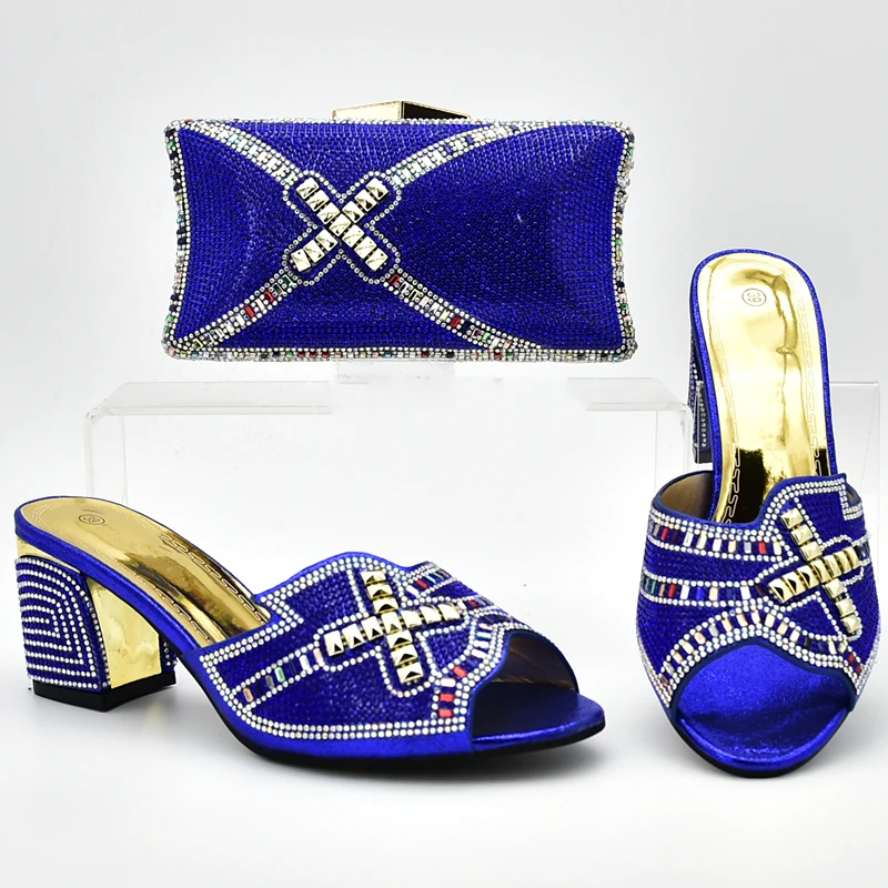 

Shoes and Bag Set Ladies Italian Shoes and Bag Set Decorated with Rhinestone Women Italian African Party Pumps Shoes and Bags