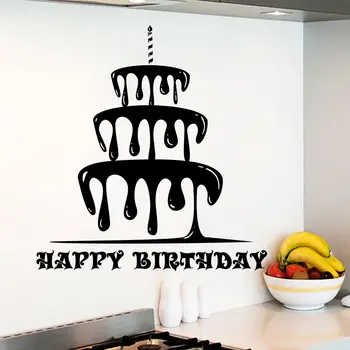 

Wall Decals Happy Birthday Decal Cake Sticker Kitchen Cafe Decor Art Home