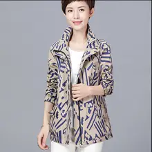 M-4XL новая весна осень Мать Мода Повседневная печать короткая куртка среднего возраста Женская свободная хлопковая куртка пальто одежда