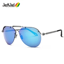 JackJad новая мода заклепки авиационный Стиль Солнцезащитные очки для мужчин и женщин фирменный дизайн металлический сплав Половина рамки солнцезащитные очки Oculos De Sol
