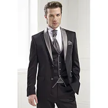 wedding tuxedo black groom wear for men bridegroom suits man 3 piece suit shawl collar 2017 dress