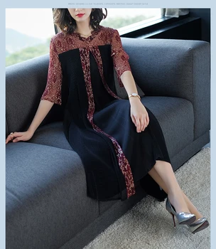 

Spring 2018 european fashion new fold dress loose big yards long summer embroidery lace dress women party outfit lady vestido
