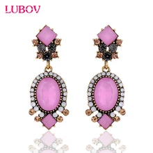 Дизайн, серьги в стиле панк с цветами, камнями и кристаллами, серьги-гвоздики для женщин/девушек, модное ювелирное изделие, розовый/черный/синий