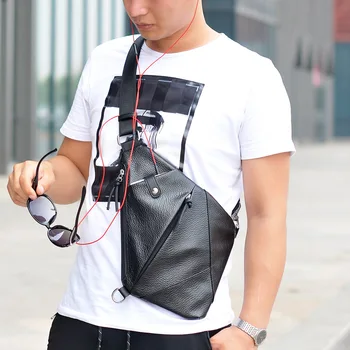 

PURANI Men Chest Bag for Men Leather Crossbody bags Male Messenger Bag Man Casual Travel Handbags Shoulder Bags Funny Pack