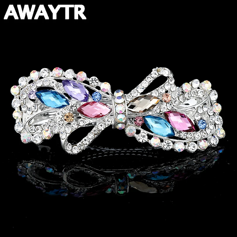 

AWAYTR 2019 Crystal Hair Barrettes for Women Hair Clips Flower Rosette Hairpins Bowknot Hair Accessories Gift Wedding Headwear