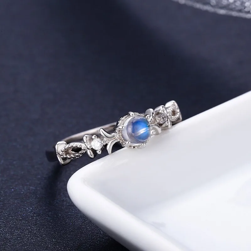 925 стерлингового серебра круглые 7A лунный камень викторианские кольца для женщин Свадебные обручальные ювелирные изделия палец Anillos кольцо aneis Anillo