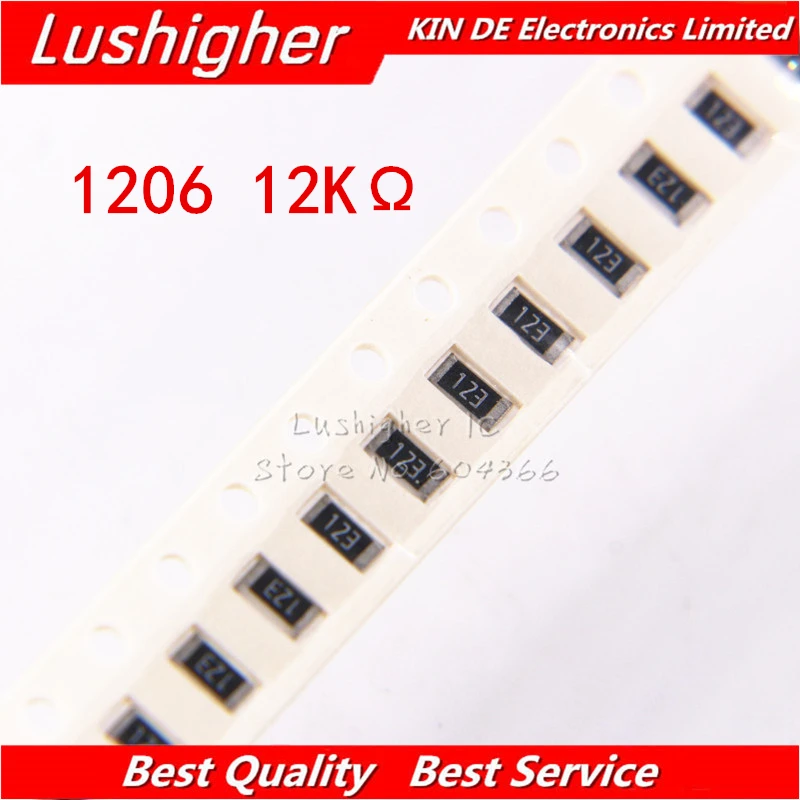 100 шт. 1206 SMD резистор 5% 12K Ом 123 12 ком|Резисторы| |