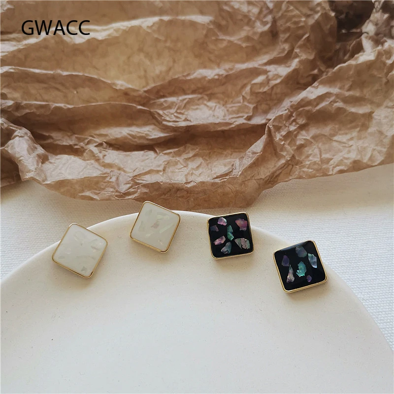

GWACC Fashion Original Creative Rectangular Stud Earrings For Women Girls Korea Vintage Drip Earrings Fashion Jewelry 3 Colors