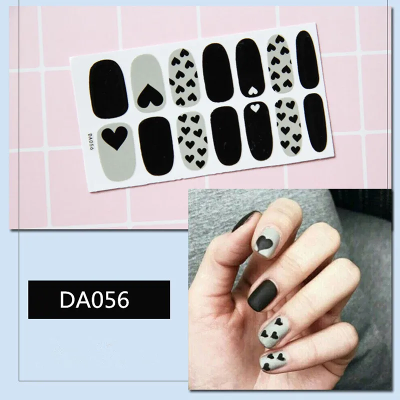 

Lamemoria 14tips/sheet Heart Nail Art Sticker Full Cover Wraps Decorations DIY Manicure Slider Waterproof Adhesive DA036-DA068