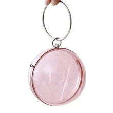 Прозрачный клатч вечерняя сумочка для женщин акрил круглая цепочка сумка через плечо для женщин круглые сумки деньги кошелек телефон ключ Сумочка