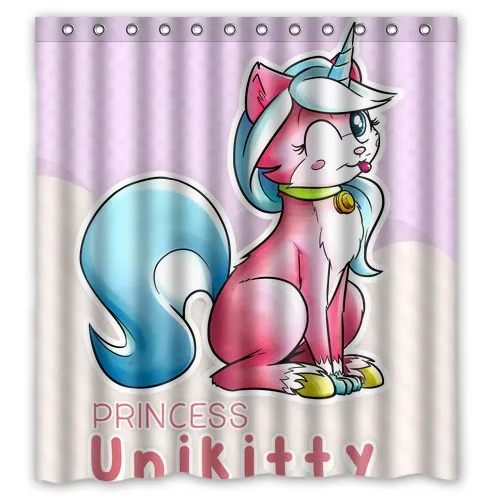 Милый Hello принцессы Unikitty творческий заказ Водонепроницаемый душевой занавески для ванной комнаты Шторы s 48x72, 60x72, 66x72 дюйма