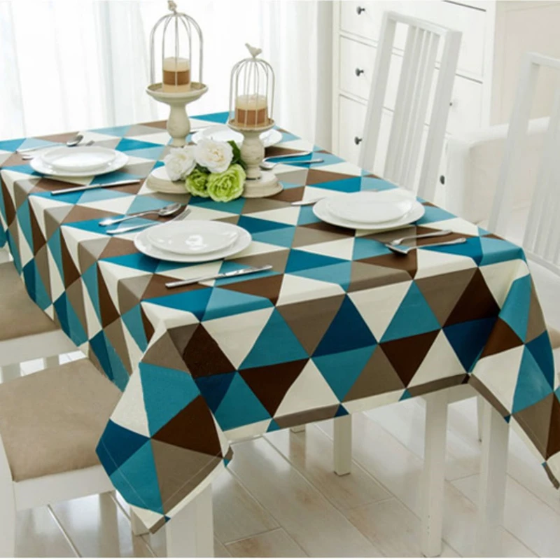 

Triangular splice colorful summer table cloth Simple geometric round tablecloth