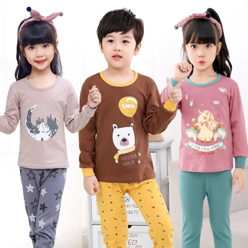 Baby Boys Sleep Sets Autumn Spring Infant Girls Sleepwear Sets Kids Long Sleeve Cotton Pajamas Suit