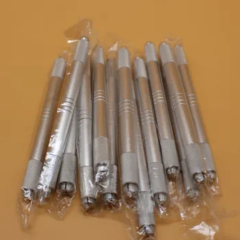 

100 Pcs Sliver Permanent Makeup Eyebrow Pen Two Head Used Manual Microblading Pen For 3D Eyebrow Lip Embroidery Tattoo