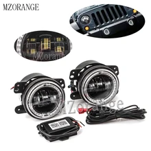 2PCS 4Inch Round Led Fog Lights Fog Lamp For Jeep Wrangler JK TJ LJ Grand Cherokee 30W White Halo Ring DRL Off Road Fog Lamps 4 round rgb led fog lights drl angel eye halo ring bluetooth phone auto drl car light lamp for jeep wrangler off road suv