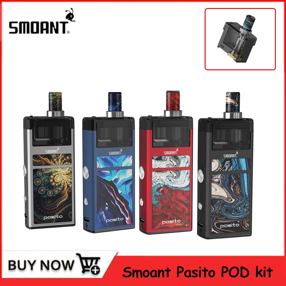Предварительно Vape ручка оригинальный smoant Pasito Starter Kit 1100 мАч rebuildable с 3 мл pod