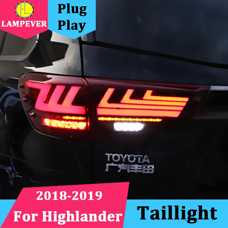 Стайлинг автомобиля для toyota задние фары Highlander 2018 2019 Kluger задний фонарь DRL + тормоз