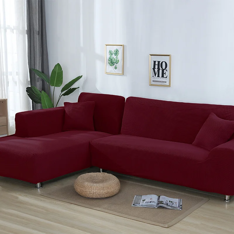 L форма чехлы для диванов секционные чехлы для диванов 2 шт стрейч диванов чехлы для диванов l-образной формы - Цвет: Burgundy