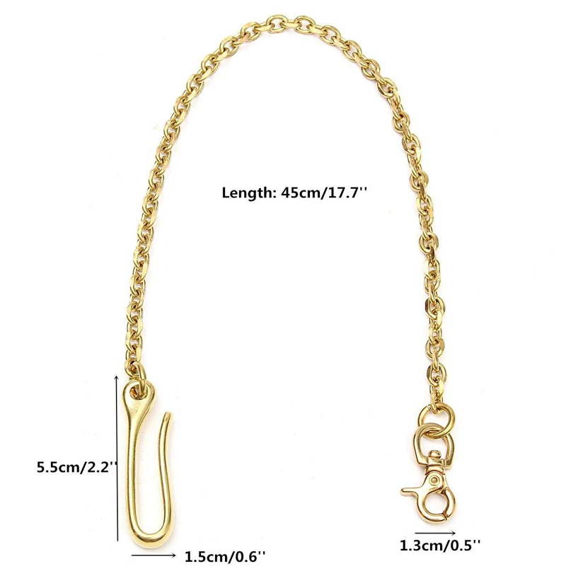 Shellhard 45cm 18inch Solid Brass Trouser Jean Wallet Chain Keychain For Motorcycle Biker Trucker Apparel Matching Supply