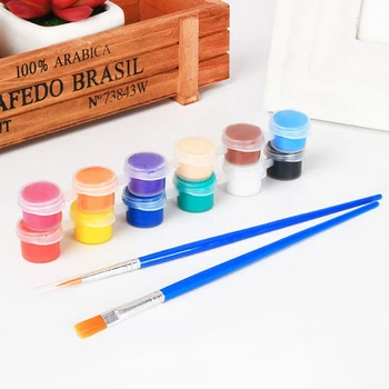 

12 Colors Acrylic Paint WaterBrush Pigment Set for Clothing Textile Fabric Hand Painted Wall Plaster Painting Drawing For Kids