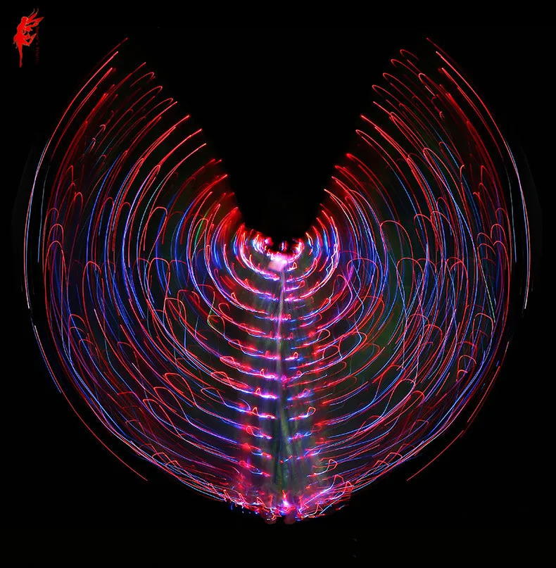 Новый танец живота лампа реквизит женщин Belly Dance Open 360 градусов Светодиодные блестящими крыльями для девочек Крылья цвета Танцы R реквизит