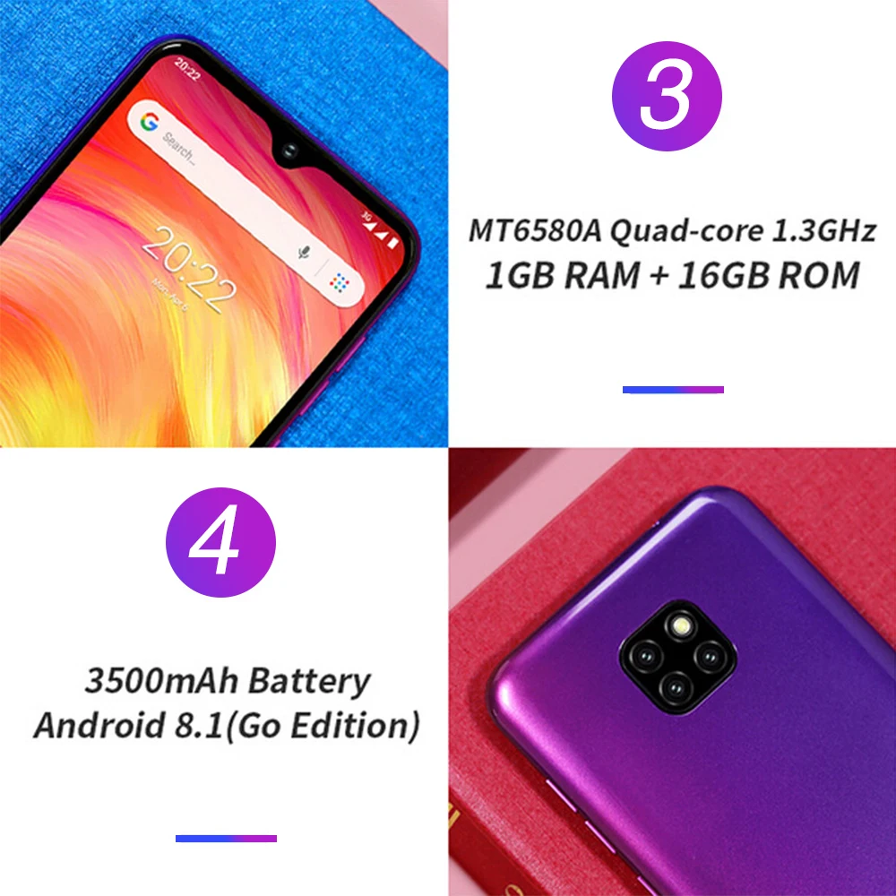 Смартфон Ulefone Note 7 1 ГБ ОЗУ 16 ГБМ ПЗУ 19:9 MT6580A четырехъядерный 6 дюймов экран капли
