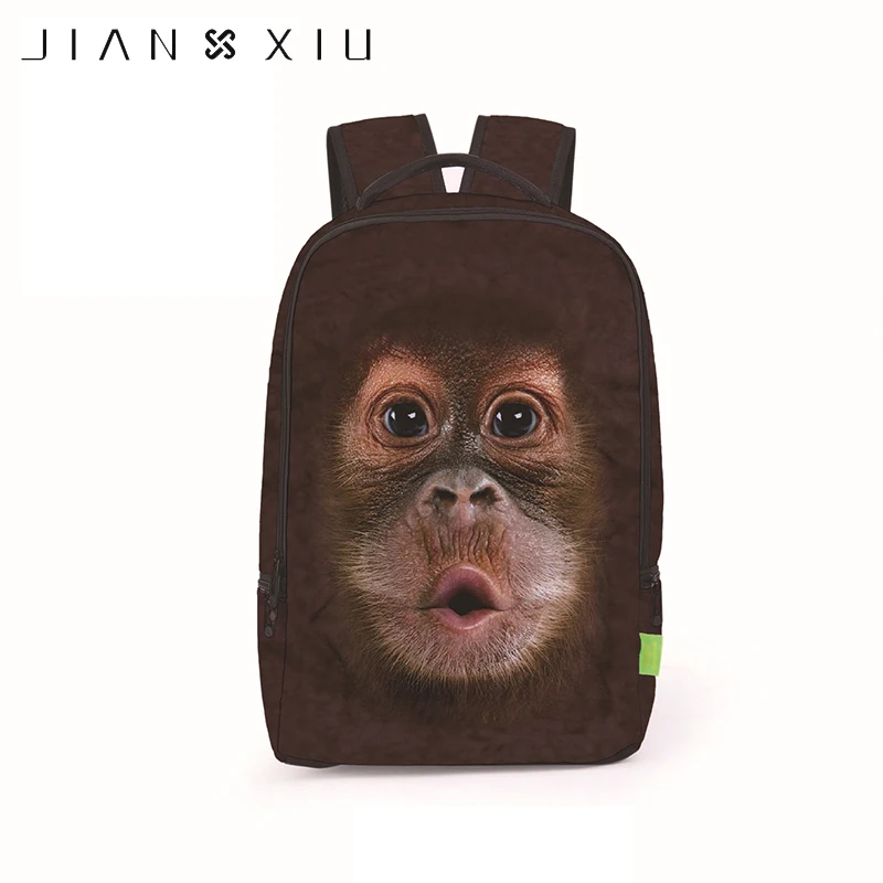 

JIANXIU 3D Monke Printing School Bags Backpacks European Style Cartoon Kids Students Schoolbags Fashion Personality Bookbag