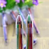 2 uds. Bolígrafos de plástico con modelos multicolores 6 en 1 bolígrafo de color tipo Push tipo pluma papelería escuela Oficina Herramientas ► Foto 3/5