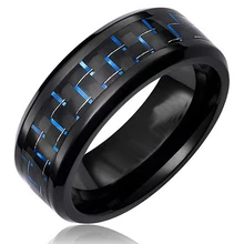 Мужские Классные кольца из титановой стали с черным углеродным волокном, модное красное синее кольцо Anel Masculino, ювелирные изделия