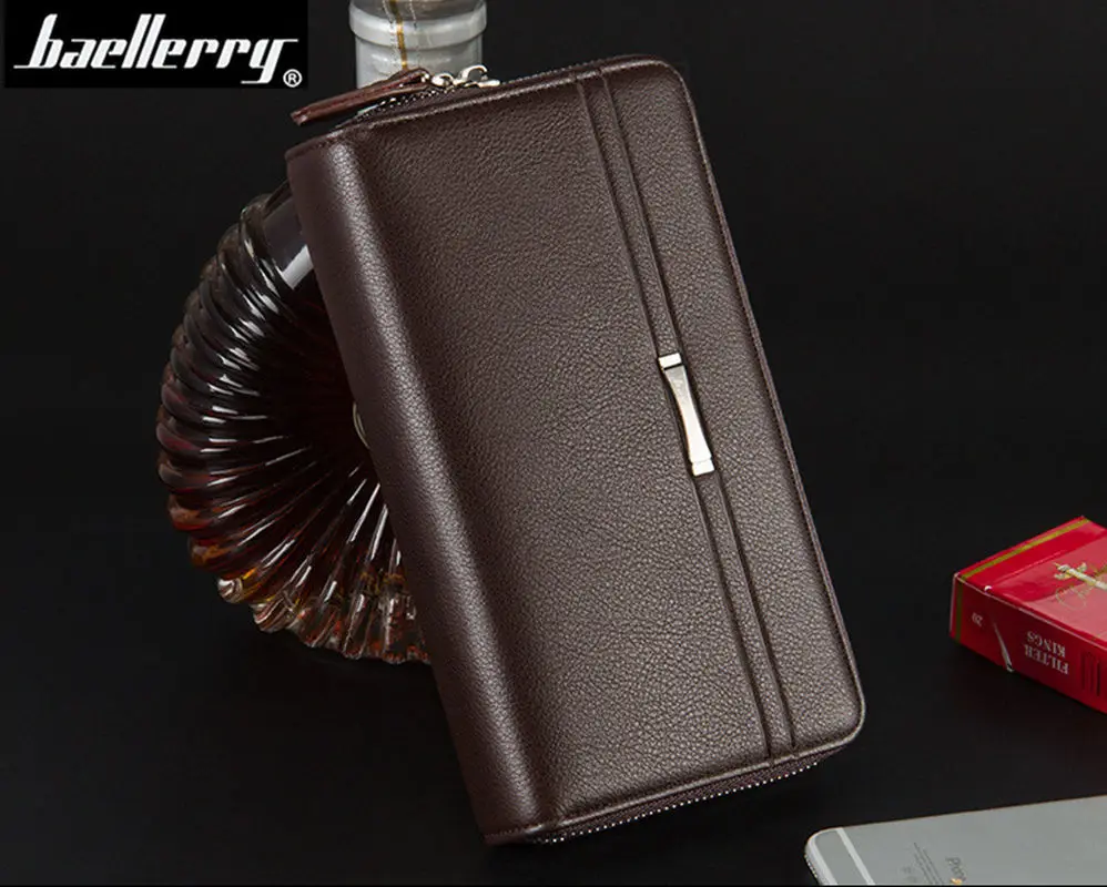 Men wallets with coin pocket long zipper business Male Wallet Double zipper  Vintage Large Wallet Purse