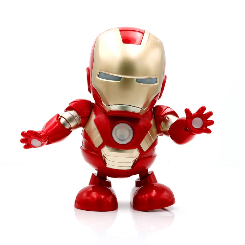 Танцующая музыка Мстители Железный человек робот игрушка светодиодный музыкальный фонарик Тони Старк Железный человек фигурка электронная игрушка для детей