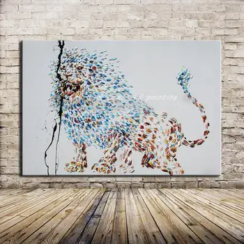 

Hand-painted Modern Animals Oil Painting On Canvas Abstract Lion Paintings For Wall Decorative Home Decoration No Framed