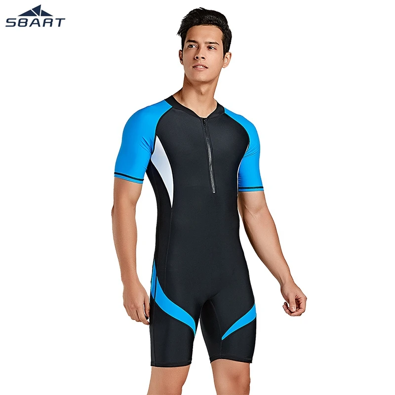 

SBART Men Sunscreen Wetsuit Diving suit Beach Body suit Jellyfish Protect High Elastic Zipper Swimsuit One Piece Rash Guard