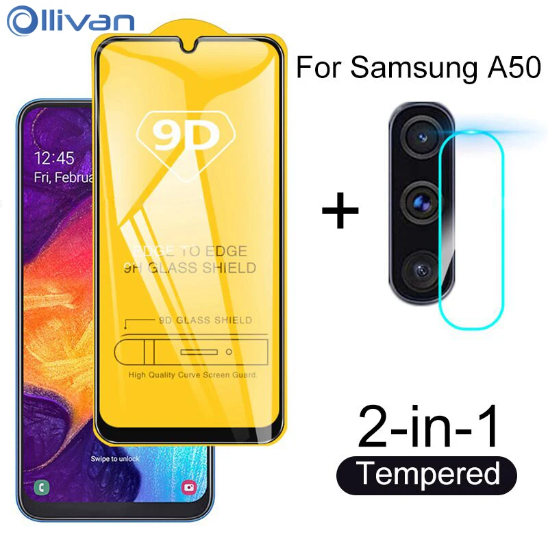 

2 in 1 Camera Lens Tempered Glass For Samsung A50 9D Screen Protector Protective Film For Samsung Galaxy A50 A505 A505F Film
