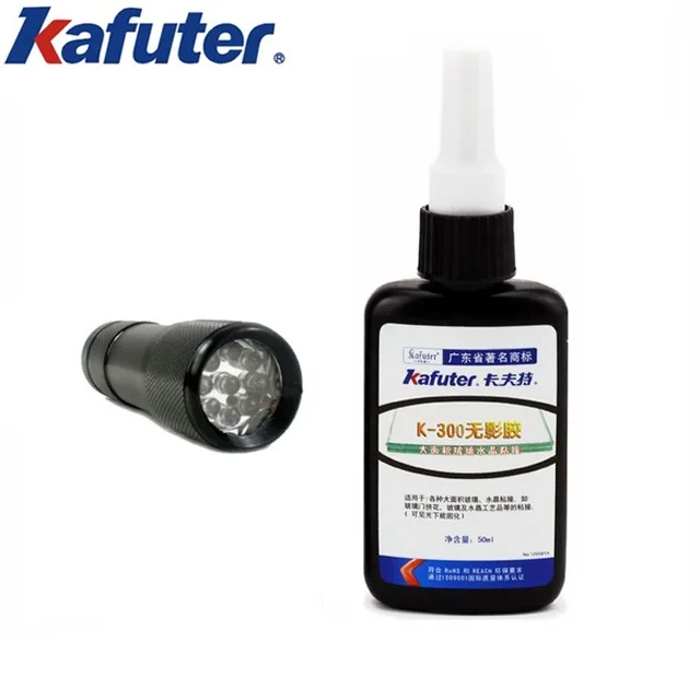 

50ml Kafuter UV Glue UV Curing Adhesive K-300 Transparent Crystal and Glass Adhesive with UV Flashlight