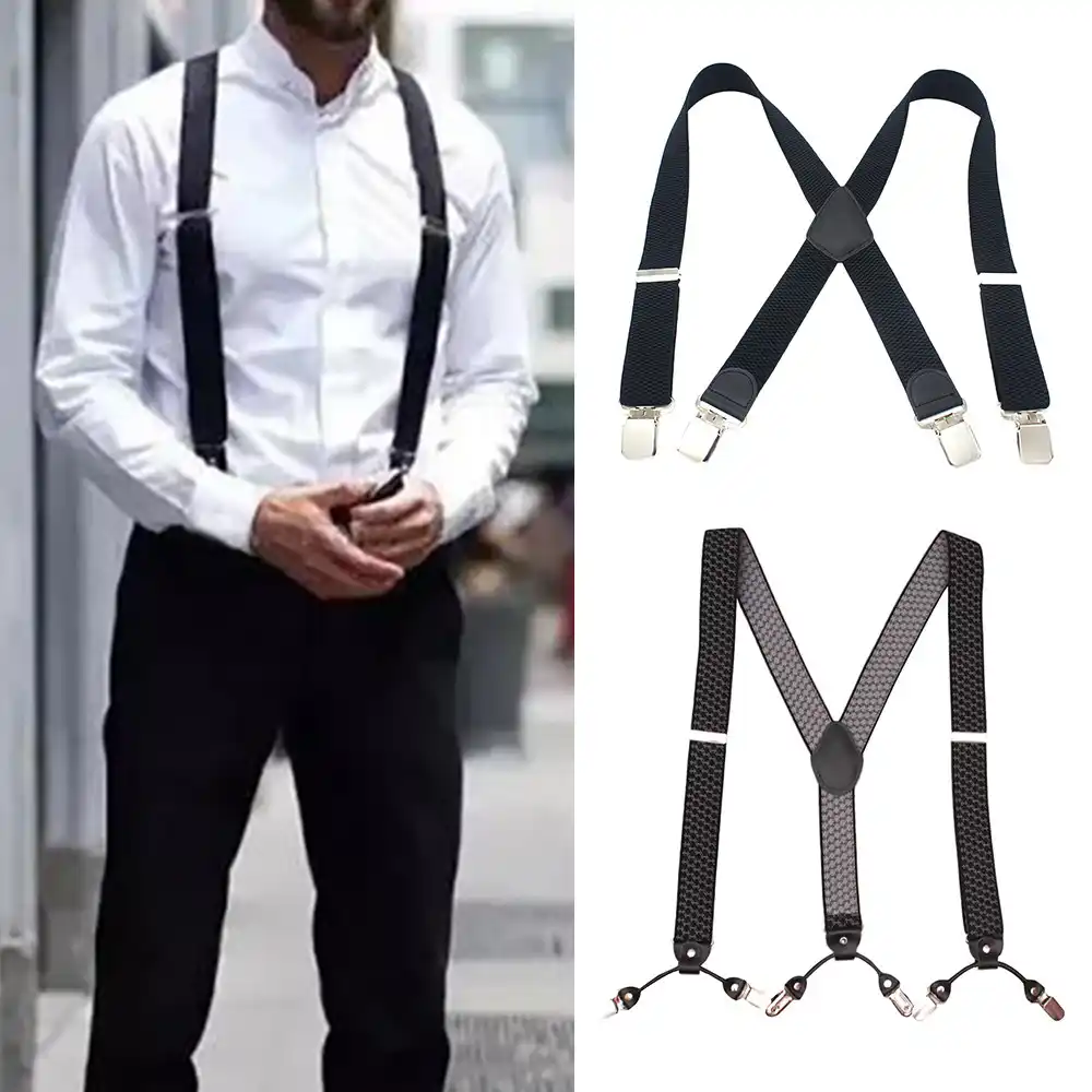Mens wide braces for trousers Clearance