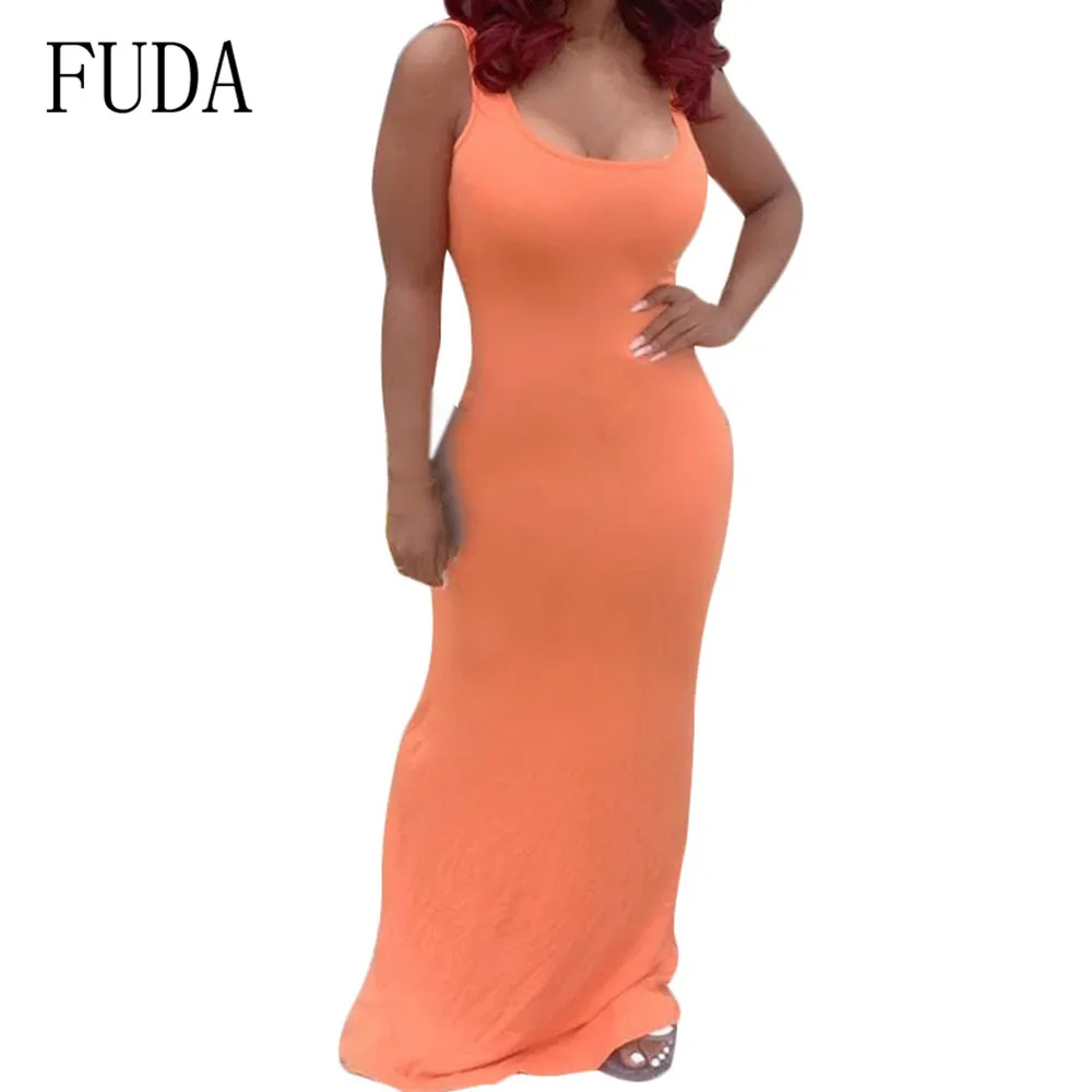 

FUDA Plus Size XXL Women Sleeveless Hollow Out Slim Maxi Dress Elegant Bodycon Bandage Pencil Dress Femme Largo Verano Mujer