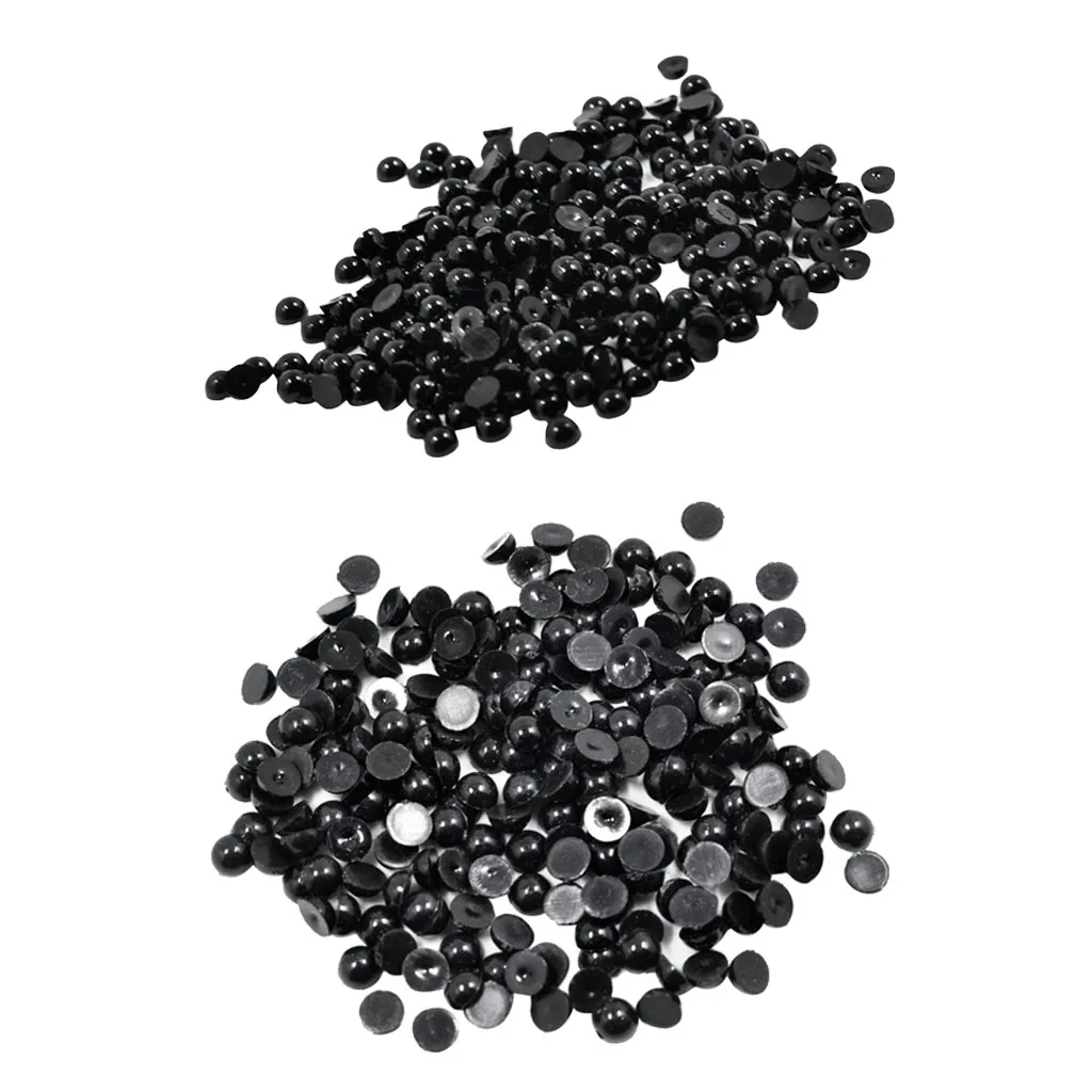 500pcs Mixed Sizes Black Flat Back Cabochons Half-Round Pearl For Wedding Decors Jewelry Making Clothe Sewing