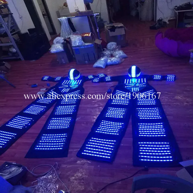 RGB Flashing LED Costume LED Stilts Walker Light suits LED Robot suits Kryoman robot david guetta robot with Helmet02