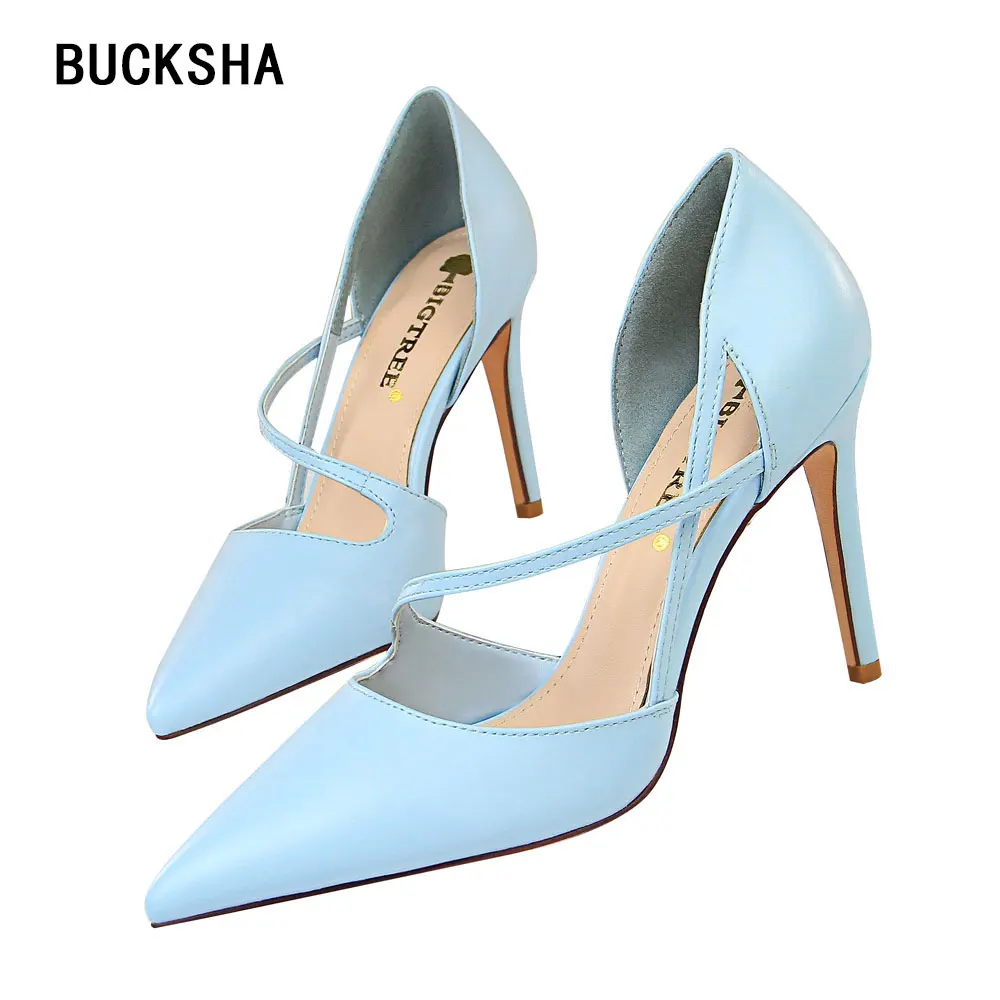2019 New High Heels for Women Shallow Pointed Toe Black Pumps Ladies Stiletto Heels Shoes Woman Casual Shoes