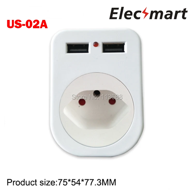 Portable Dual ports 2.1A 5V power charger adapter Swiss Plug Socket