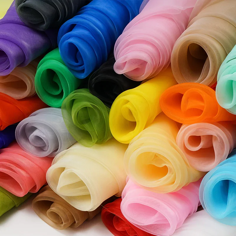

Chiffon fabric Organza fabric wedding lace net gauze pure color clothing cloth High density DIY patchwork handmade Sewing Tulle