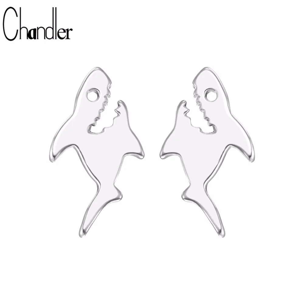 Chandler Hot-selling Cute Shark Stud Earrings For Women Sea Smart Fish Wedding Love Earring New Fashion Statement Homme Bijoux | Украшения