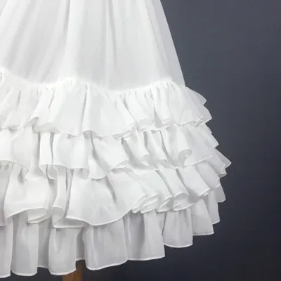 Лолита длинный Нижняя юбка обхват талии регулировка 3 слоя Хооп рюшами трапециевидной формы женщина свадебный подарок юбка кэжуал, украшенные бантом-бабочкой
