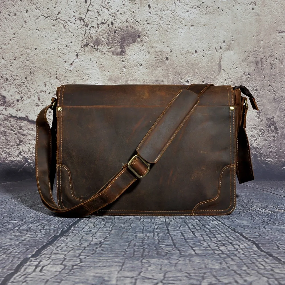 New Fashion Leather Male Casual Messenger bag Satchel cowhide 13