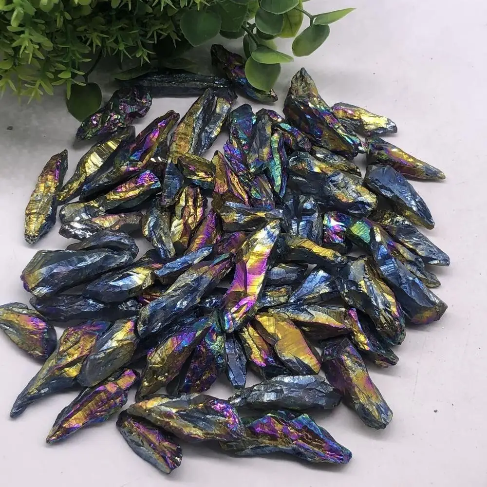 

Angel Aura Titanium Quartz Crystal Wand column pendant energy column Point Healing Crystal Rock Specimen