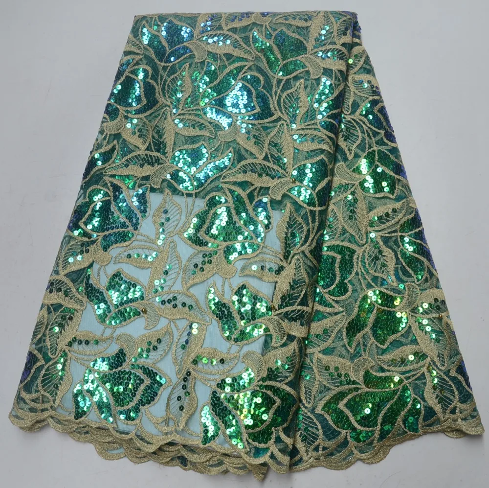 

African French Organza Lace Fabric High Quality 2018 French Embroidered Sequins Beaded Organza Lace Fabric