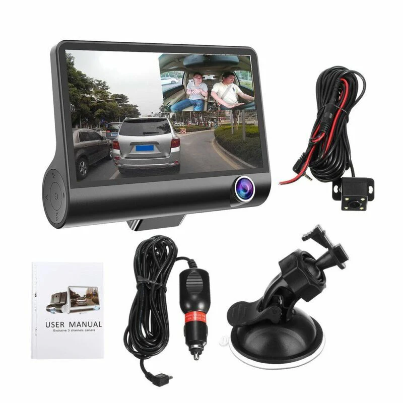

NEW 4 HD 1080P 3 Lens Car DVR Dash Cam Vehicle Video Recorder Rearview Camera