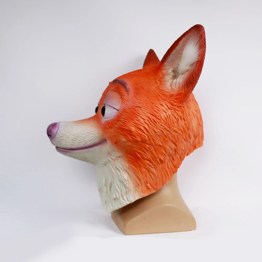 Fox Mask 2016 Movie Cosplay Mask Latex Zootopia Fox Nick Wilde Nick Wilde Helmet Nick Halloween Costume Prop Accessories (4)