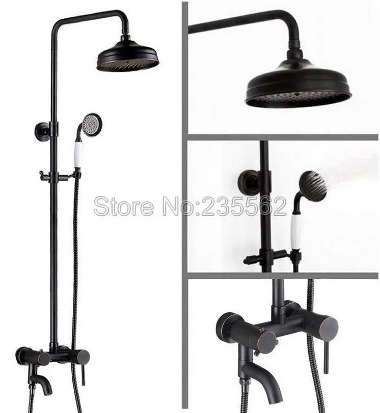 Oil Rubbed Brass Bathroom Wall Mounted Rain Shower Faucet Single